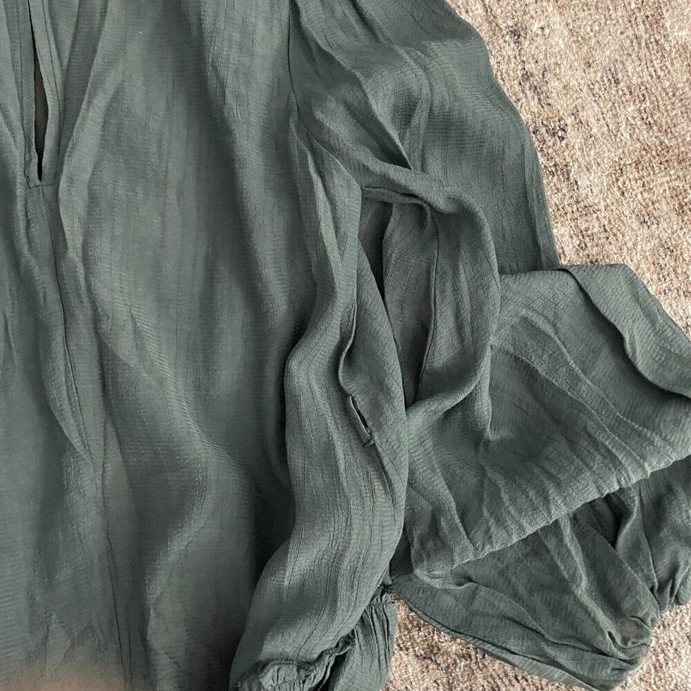 Angel Biba NWT‎ Bohemian Long Sleeve Midi Dress Womens XS/S Green Ruffle Holiday - Picture 3 of 15
